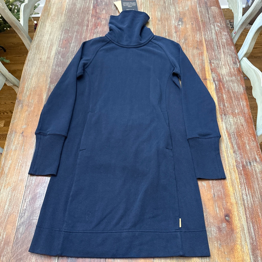 Merrell Navy French Terry Long Sleeve Dress XS NWT